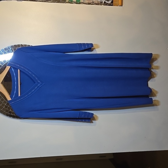 Misook Textural V-Neck Knit Midi Dress In Starry Midnight Blue NWOT - Picture 1 of 13